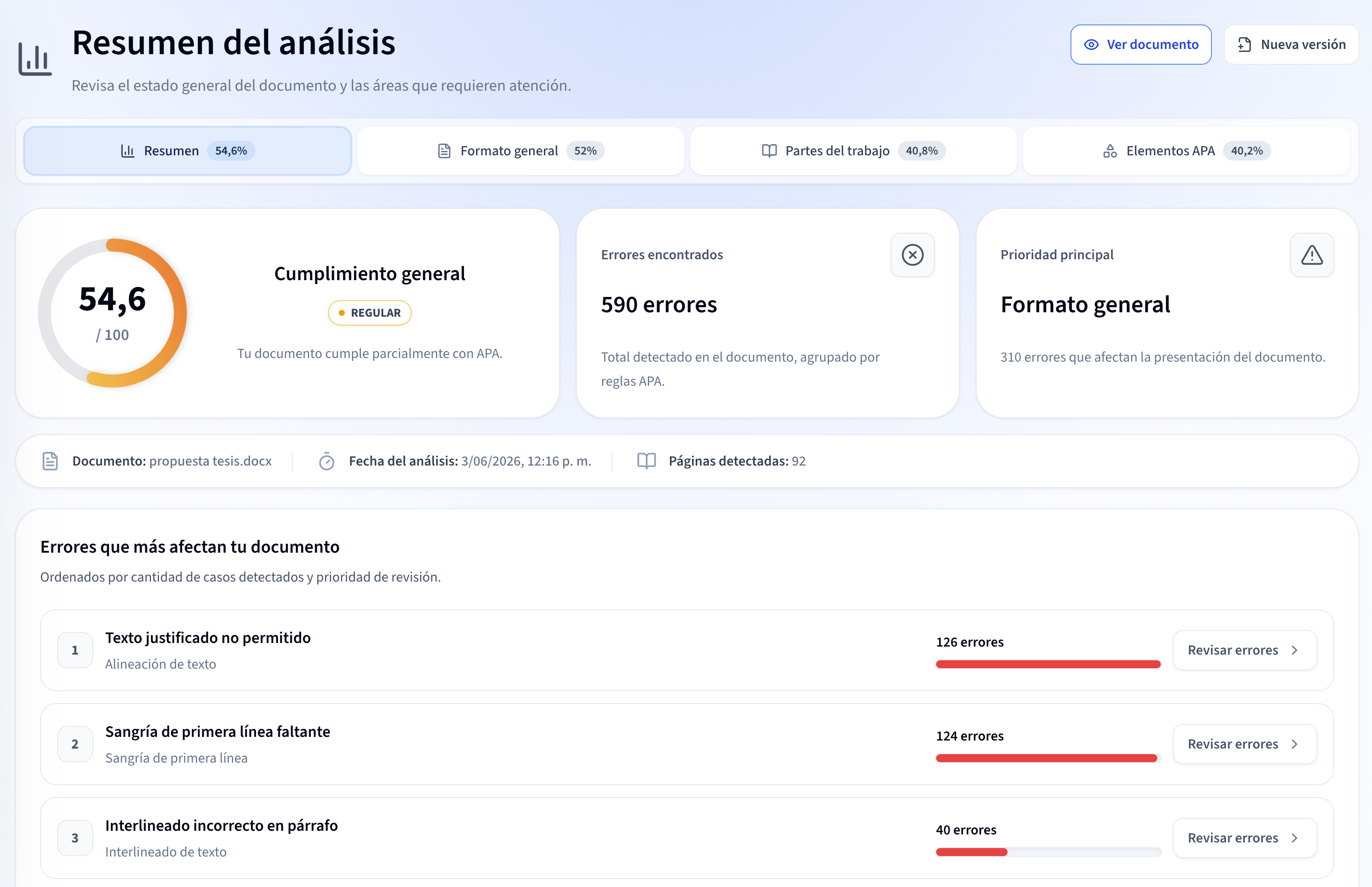 Reporte de Mentur con errores APA y recomendaciones para entregar con más confianza